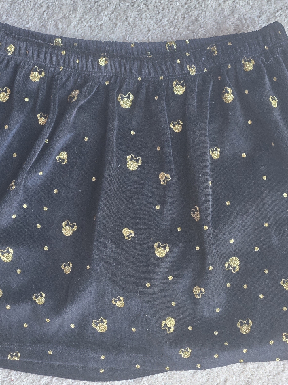 Disney Black Skort with Gold Glitter Minnie Mouse Print